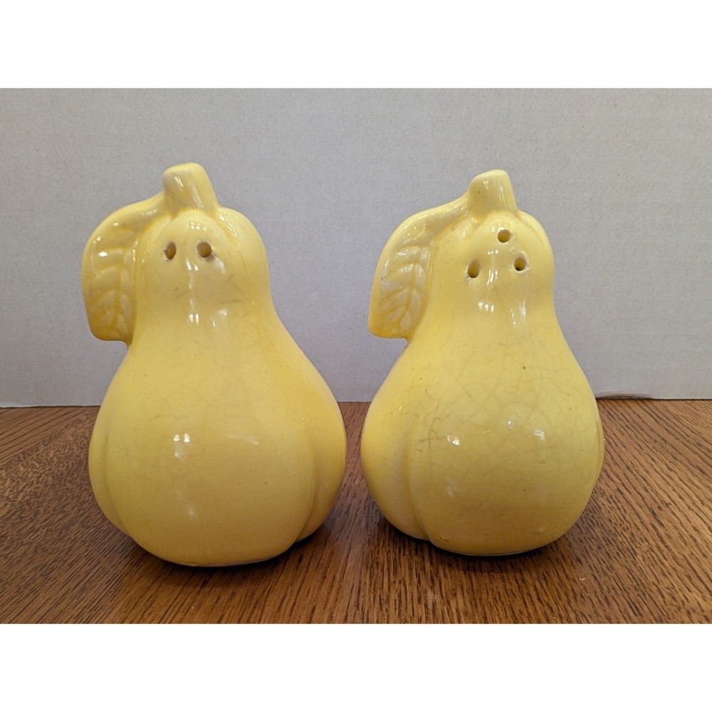 Yellow‎ Pear Salt & Pepper Shakers 3.5" Tall Vintage Never Used